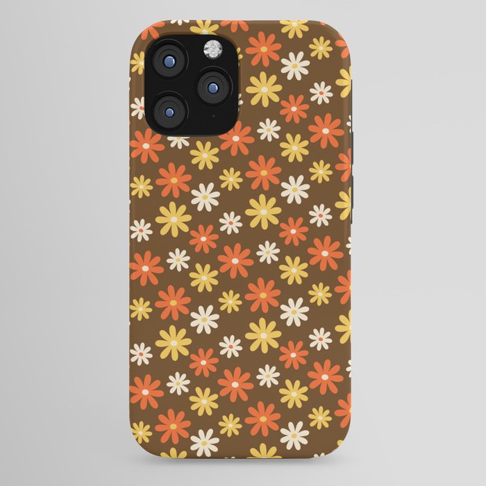 1970s flowers brown and orange iPhone Case