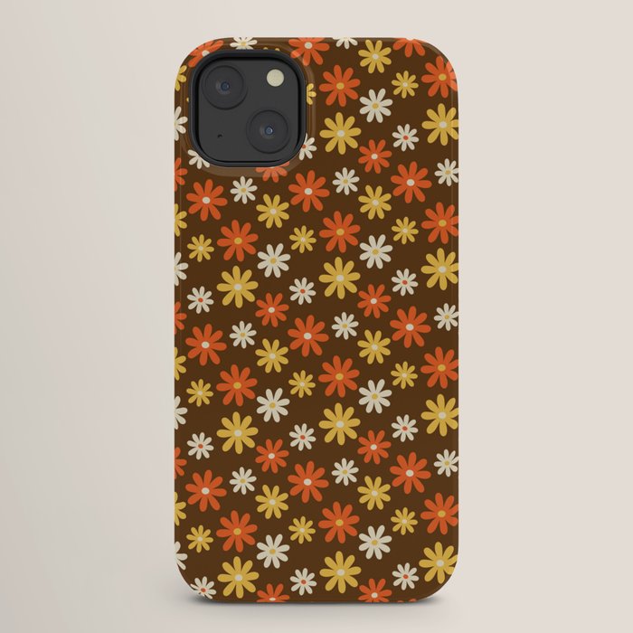 1970s flowers brown and orange iPhone Case