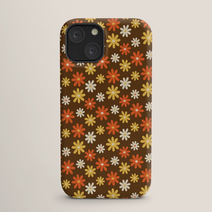 1970s flowers brown and orange iPhone Case