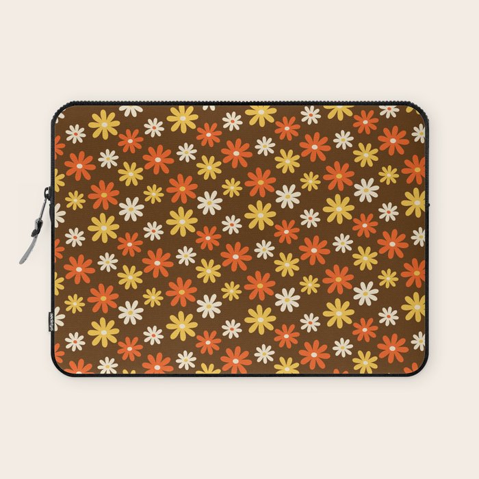 1970s flowers brown and orange Laptop Sleeve