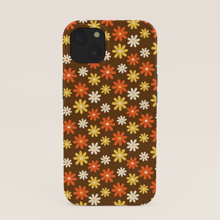 1970s flowers brown and orange iPhone Case
