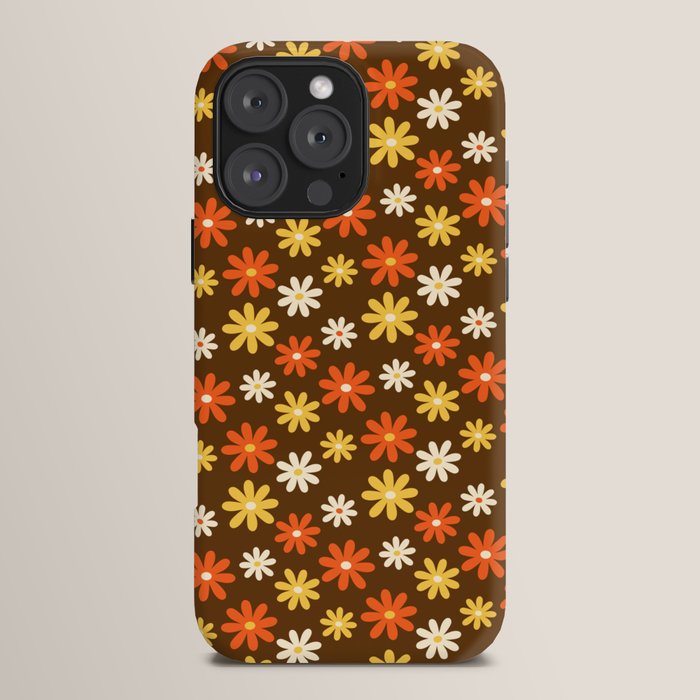 1970s flowers brown and orange iPhone Case