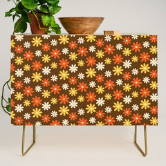 1970s flowers brown and orange Credenza