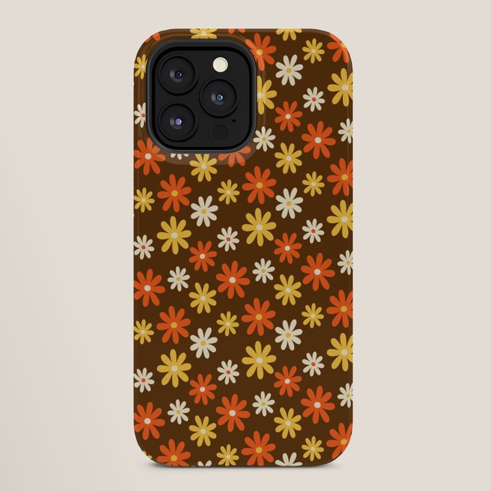 1970s flowers brown and orange iPhone Case