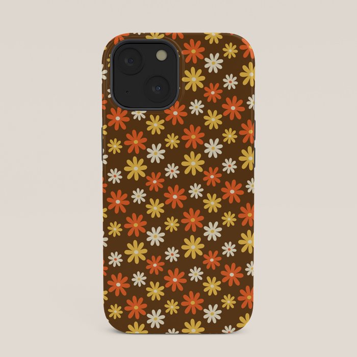1970s flowers brown and orange iPhone Case