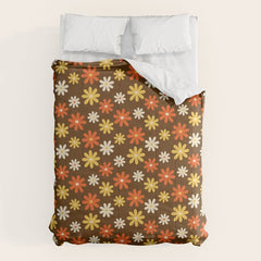 1970s flowers brown and orange Comforter