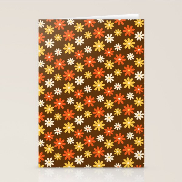 1970s flowers brown and orange Stationery Card