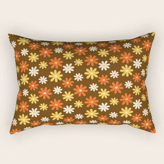 1970s flowers brown and orange Rectangular Pillow