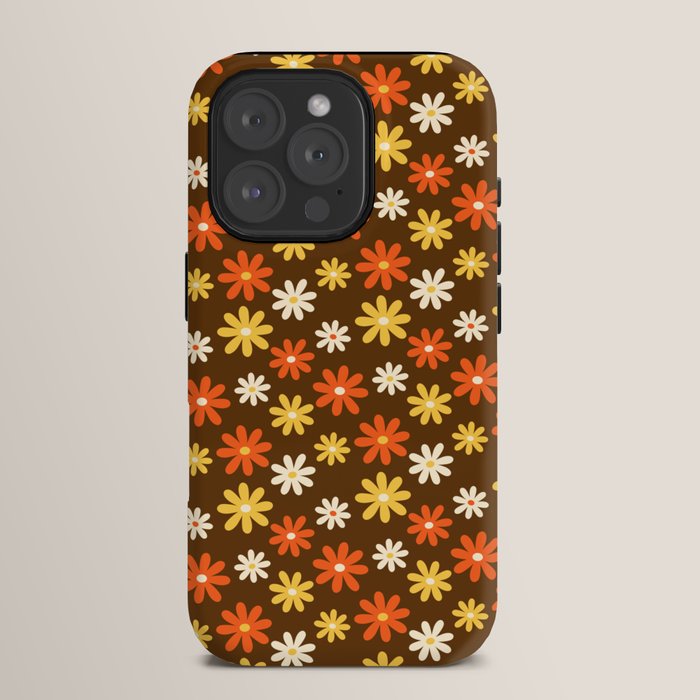 1970s flowers brown and orange iPhone Case
