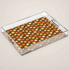 1970s flowers brown and orange Acrylic Tray