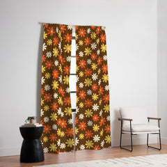 1970s flowers brown and orange Window Curtain