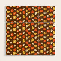1970s flowers brown and orange Wood Wall Art