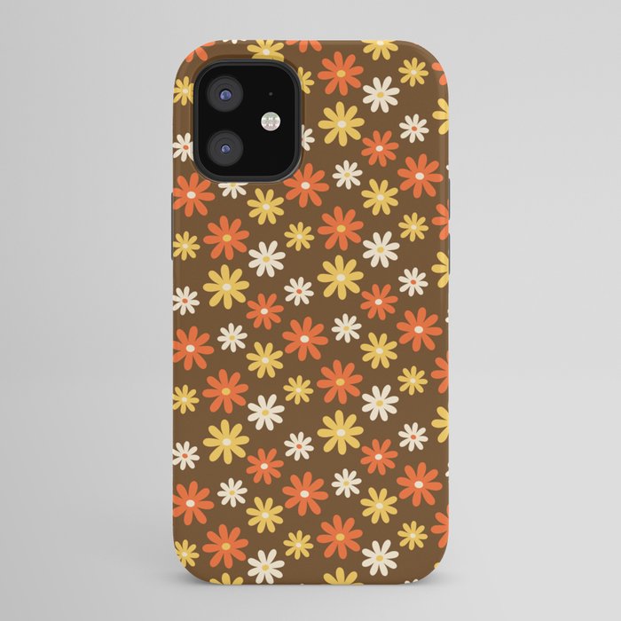 1970s flowers brown and orange iPhone Case