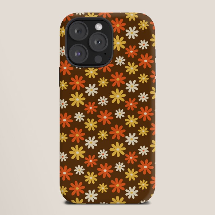 1970s flowers brown and orange iPhone Case
