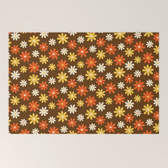 1970s flowers brown and orange Welcome Mat