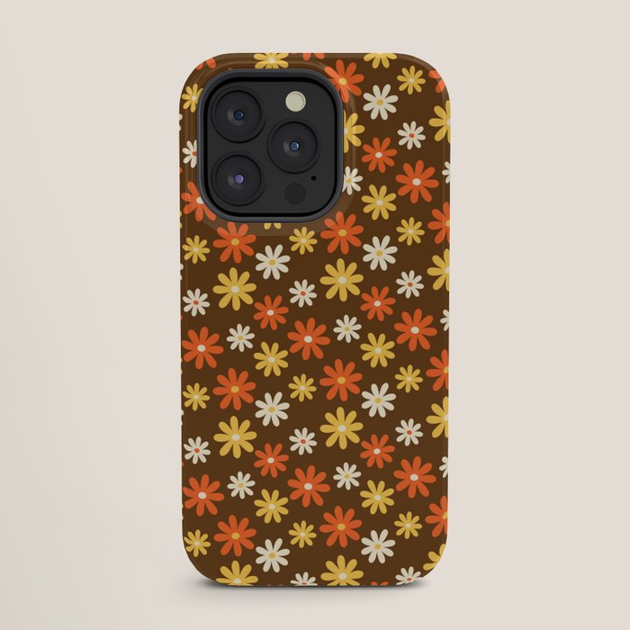 1970s flowers brown and orange iPhone Case