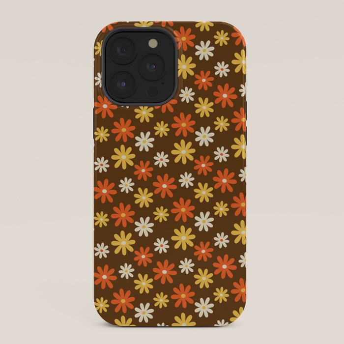 1970s flowers brown and orange iPhone Case
