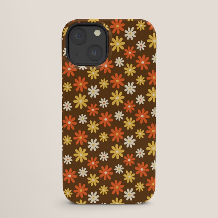 1970s flowers brown and orange iPhone Case