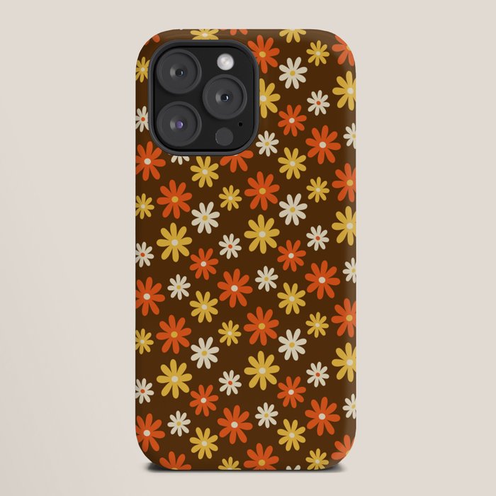 1970s flowers brown and orange iPhone Case