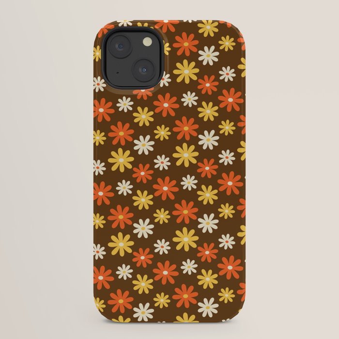 1970s flowers brown and orange iPhone Case
