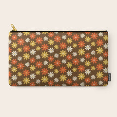 1970s flowers brown and orange Carry All Pouch