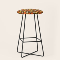 1970s flowers brown and orange Stool