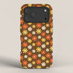 1970s flowers brown and orange iPhone Case