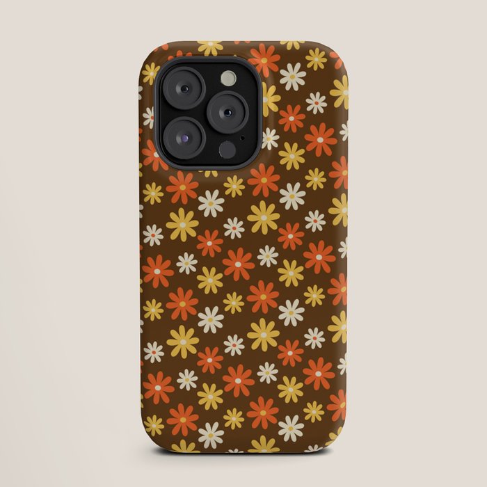 1970s flowers brown and orange iPhone Case