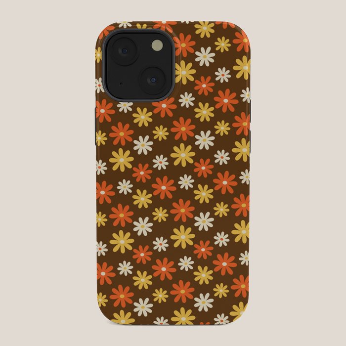 1970s flowers brown and orange iPhone Case
