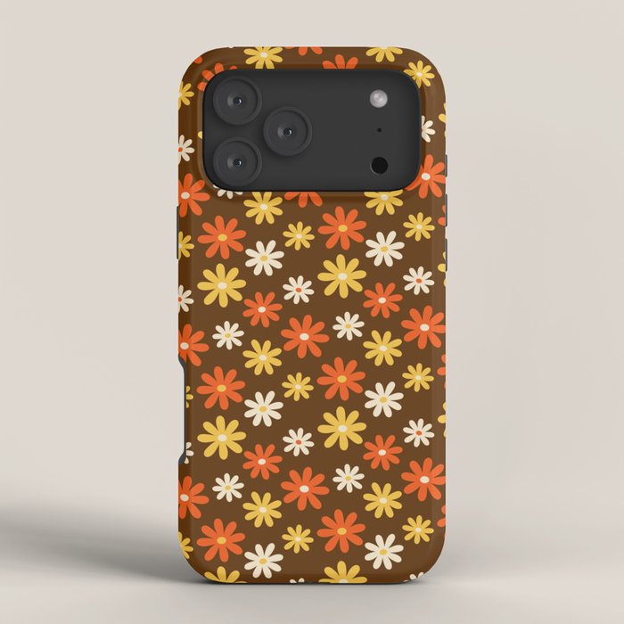 1970s flowers brown and orange iPhone Case