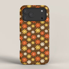 1970s flowers brown and orange iPhone Case