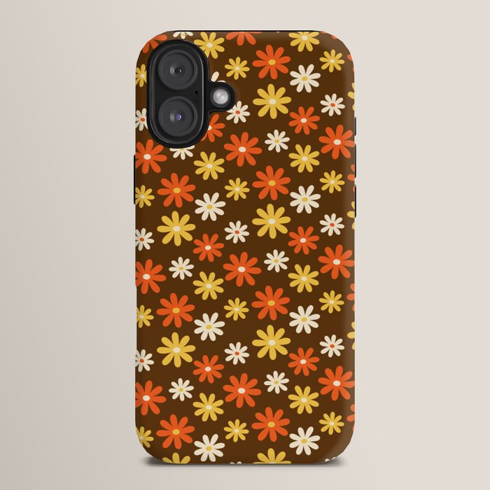 1970s flowers brown and orange iPhone Case