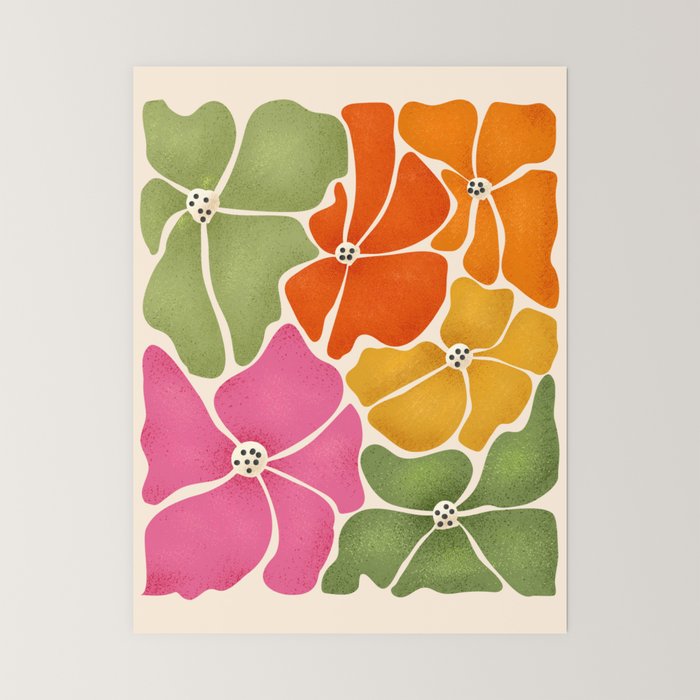 70's Florals Mini Art Print