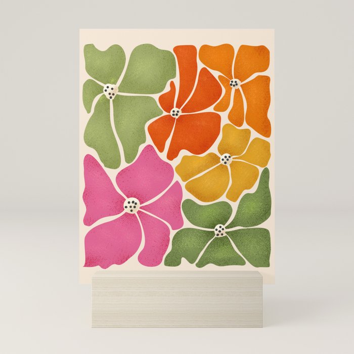 70's Florals Mini Art Print