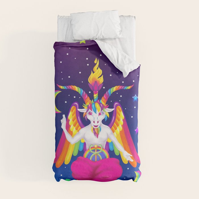 1997 Neon Rainbow Baphomet Duvet Cover