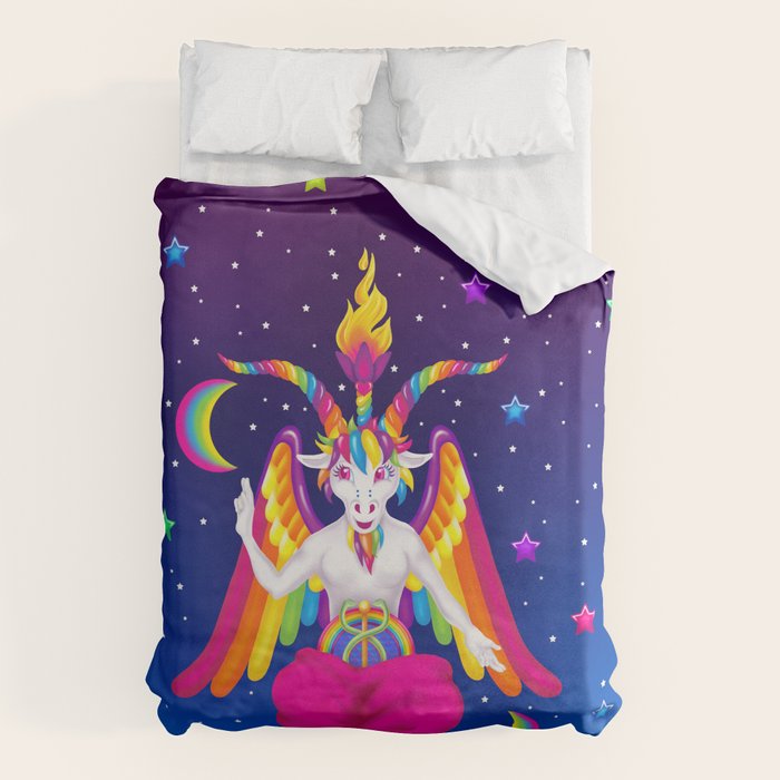 1997 Neon Rainbow Baphomet Duvet Cover