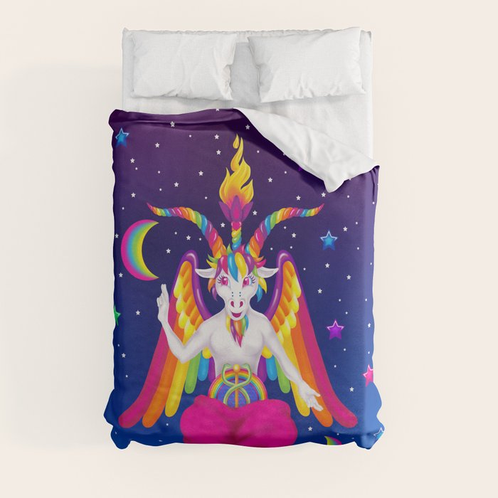 1997 Neon Rainbow Baphomet Duvet Cover
