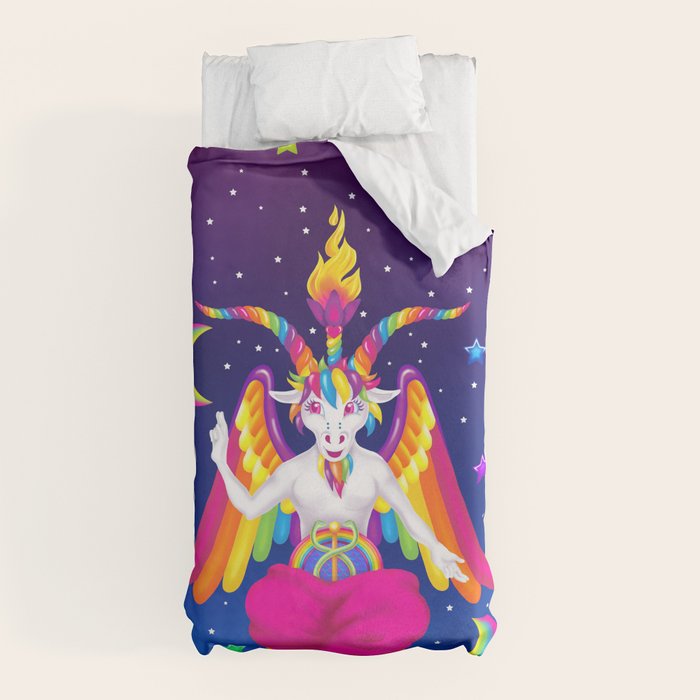 1997 Neon Rainbow Baphomet Duvet Cover