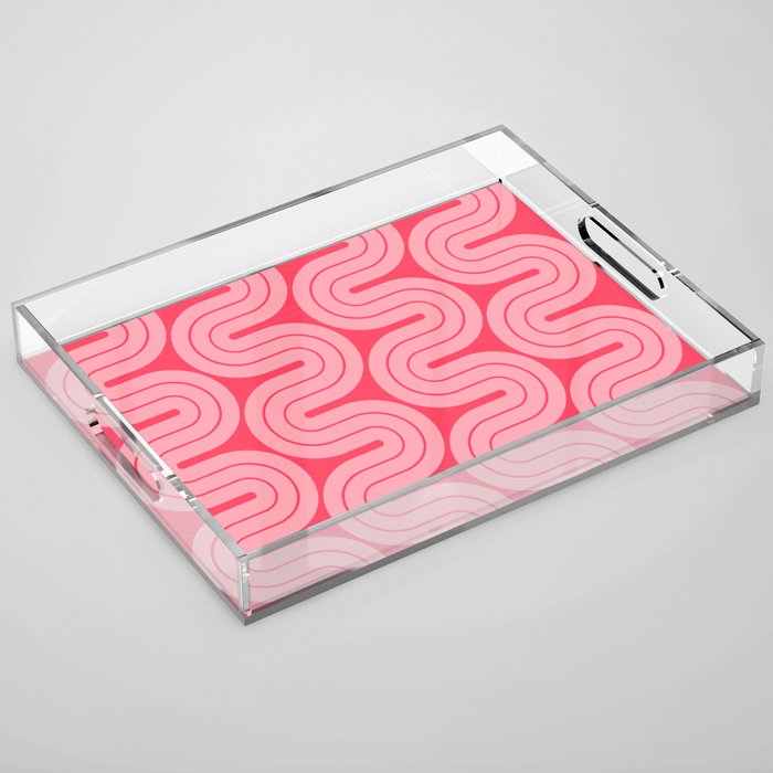 70s Throwback Wavy Stripes Pattern Acrylic Tray