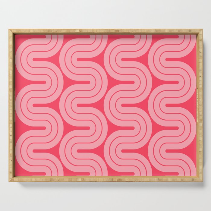 70s Throwback Wavy Stripes Pattern Serving Tray
