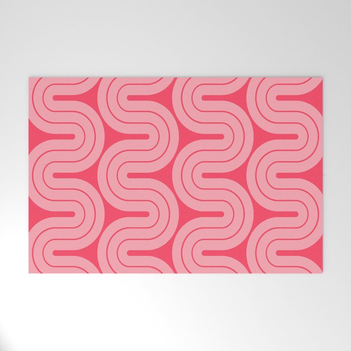 70s Throwback Wavy Stripes Pattern Welcome Mat
