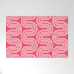 70s Throwback Wavy Stripes Pattern Welcome Mat