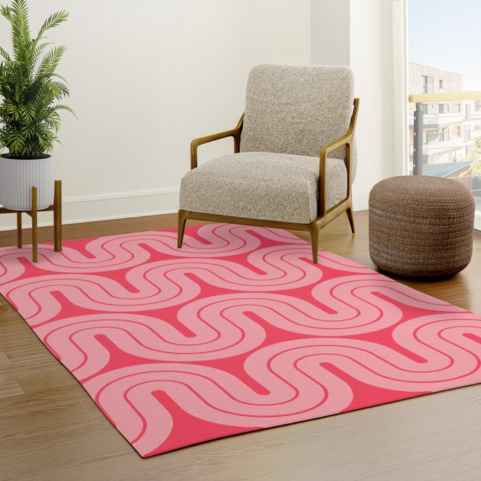 70s Throwback Wavy Stripes Pattern Rug