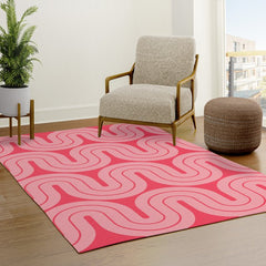70s Throwback Wavy Stripes Pattern Rug