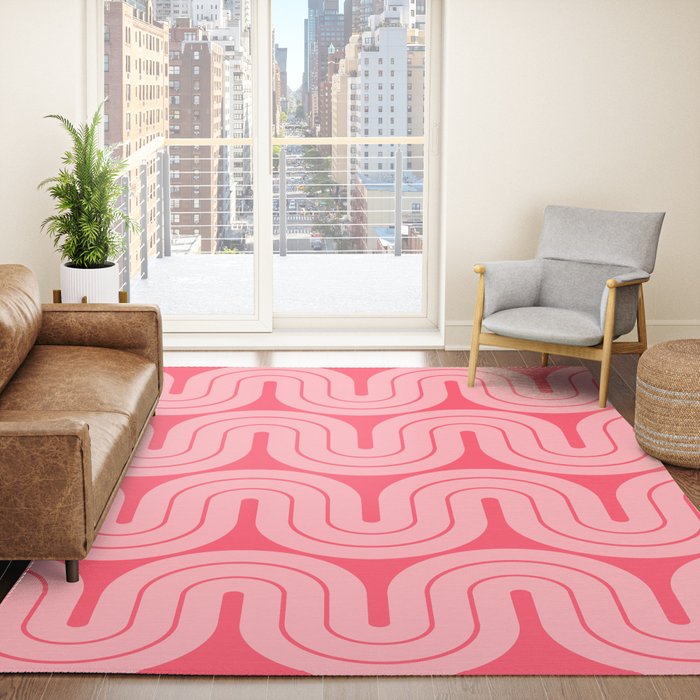 70s Throwback Wavy Stripes Pattern Rug