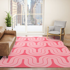 70s Throwback Wavy Stripes Pattern Rug