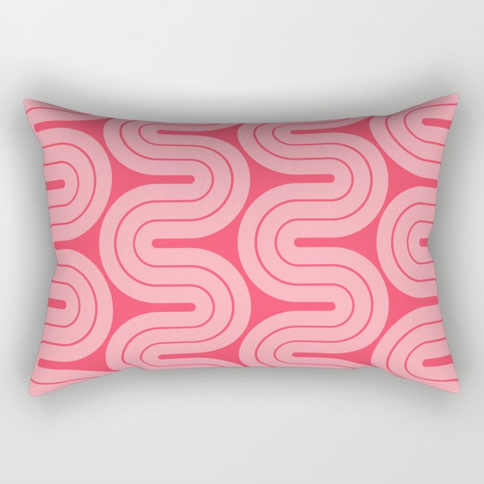70s Throwback Wavy Stripes Pattern Rectangular Pillow