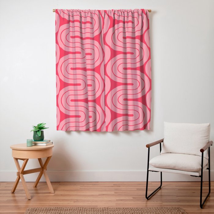 70s Throwback Wavy Stripes Pattern Window Curtain