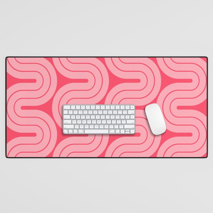 70s Throwback Wavy Stripes Pattern Desk Mat