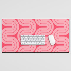 70s Throwback Wavy Stripes Pattern Desk Mat